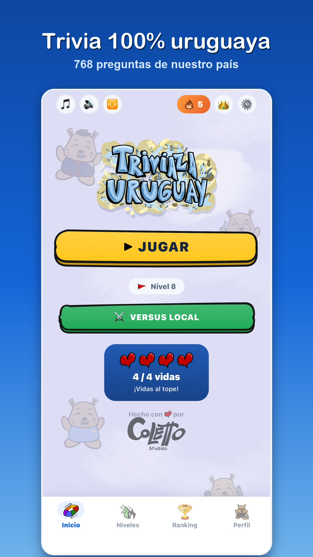 Triviaza Uruguay – pantalla de juego
